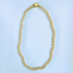 Vintage Duchess Pearl Necklace – Hand-Knotted Glass Pearls Signed Gold Clasp